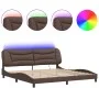 Bed frame with LED lights brown synthetic leather 200x200 cm by , Beds and slatted bases - Ref: Foro24-3213957, Price: 248,61...