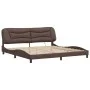 Bed frame with LED lights brown synthetic leather 200x200 cm by , Beds and slatted bases - Ref: Foro24-3213957, Price: 248,61...