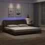 Bed frame with LED lights brown synthetic leather 200x200 cm by , Beds and slatted bases - Ref: Foro24-3213957, Price: 248,61...