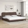 Bed frame with LED lights brown synthetic leather 200x200 cm by , Beds and slatted bases - Ref: Foro24-3213957, Price: 248,61...