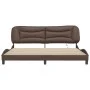 Bed frame with LED lights brown synthetic leather 200x200 cm by , Beds and slatted bases - Ref: Foro24-3213957, Price: 248,61...