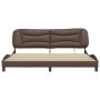 Estructura cama con luces LED cuero sintético marrón 200x200 cm de , Camas y somieres - Ref: Foro24-3213957, Precio: 252,25 €...