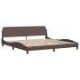 Bed frame with LED lights brown synthetic leather 200x200 cm by , Beds and slatted bases - Ref: Foro24-3213957, Price: 248,61...