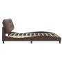 Bed frame with LED lights brown synthetic leather 200x200 cm by , Beds and slatted bases - Ref: Foro24-3213957, Price: 248,61...