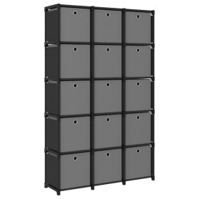 Estantería de 15 cubos con cajas de tela negro 103x30x175,5 cm en Librerías y estanterías | Comprar online en Foru.es