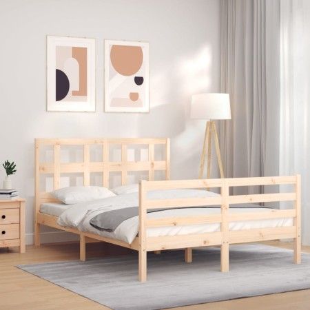 Estructura de cama de matrimonio con cabecero madera maciza de vidaXL, Camas y somieres - Ref: Foro24-3194801, Precio: 118,77...