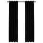 Cortinas opacas con ojales look de lino 2 pzas negro 140x225 cm de vidaXL, Cortinas y visillos - Ref: Foro24-321153, Precio: ...