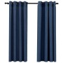 Cortinas opacas con ojales look de lino 2 pzas azul 140x175 cm de vidaXL, Cortinas y visillos - Ref: Foro24-321176, Precio: 4...