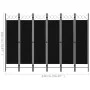 Biombo divisor de 6 paneles negro 240x180 cm de vidaXL, Divisores de ambientes - Ref: Foro24-320714, Precio: 53,66 €, Descuen...