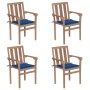 Sillas de jardín apilables 4 uds madera maciza teca con cojines de , Sillas de jardín - Ref: Foro24-3073389, Precio: 525,84 €...