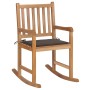 Silla mecedora de madera maciza de teca con cojín gris taupe de , Sillas de jardín - Ref: Foro24-3062765, Precio: 168,26 €, D...