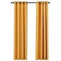 Cortinas opacas con ojales look lino 2 pzas amarillo 140x245 cm de vidaXL, Cortinas y visillos - Ref: Foro24-321194, Precio: ...