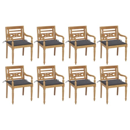 Sillas Batavia 8 unidades madera maciza de teca con cojines de , Sillas de jardín - Ref: Foro24-3073349, Precio: 1,00 €, Desc...