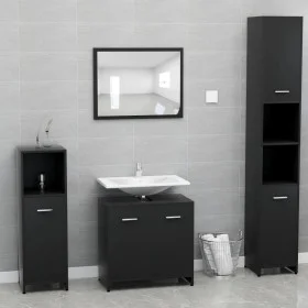 Conjunto de muebles de baño madera contrachapada negro de vidaXL, Muebles de baño - Ref: Foro24-802580, Precio: 81,42 €, Desc...