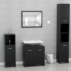 Conjunto de muebles de baño madera contrachapada negro de vidaXL, Muebles de baño - Ref: Foro24-802580, Precio: 87,97 €, Desc...