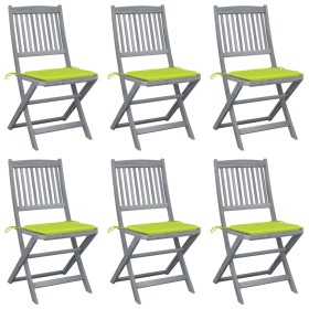 Sillas de jardín plegables 6 uds cojines madera maciza acacia de , Sillas de jardín - Ref: Foro24-3065445, Precio: 342,14 €, ...