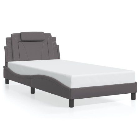 Estructura cama con luces LED cuero sintético gris 100x200 cm de , Camas y somieres - Ref: Foro24-3214004, Precio: 139,40 €, ...