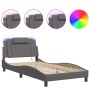 Estructura cama con luces LED cuero sintético gris 100x200 cm de , Camas y somieres - Ref: Foro24-3214004, Precio: 139,40 €, ...