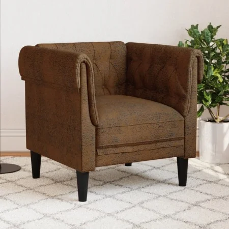 Sillón Chesterfield de tela marrón de , Sofás - Ref: Foro24-372546, Precio: 178,41 €, Descuento: %