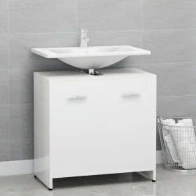 Armario de baño madera contrachapada blanco brillo 60x33x61 cm de vidaXL, Muebles de baño - Ref: Foro24-802576, Precio: 48,98...
