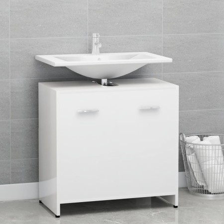 Armario de baño madera contrachapada blanco brillo 60x33x61 cm de vidaXL, Muebles de baño - Ref: Foro24-802576, Precio: 49,65...