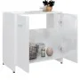 Armario de baño madera contrachapada blanco brillo 60x33x61 cm de vidaXL, Muebles de baño - Ref: Foro24-802576, Precio: 48,98...