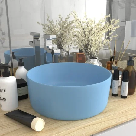 Luxuriöses rundes Waschbecken aus mattblauer Keramik, 40x15 cm. von , Sinkt - Ref: Foro24-147011, Preis: 66,80 €, Rabatt: %