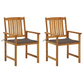 Sillas de jardín con cojines 2 unidades madera maciza de acacia de , Sillas de jardín - Ref: Foro24-3061183, Precio: 158,52 €...