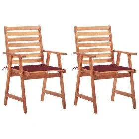 Sillas comedor de jardín 2 uds madera maciza acacia y cojines de , Sillas de jardín - Ref: Foro24-3064329, Precio: 157,98 €, ...
