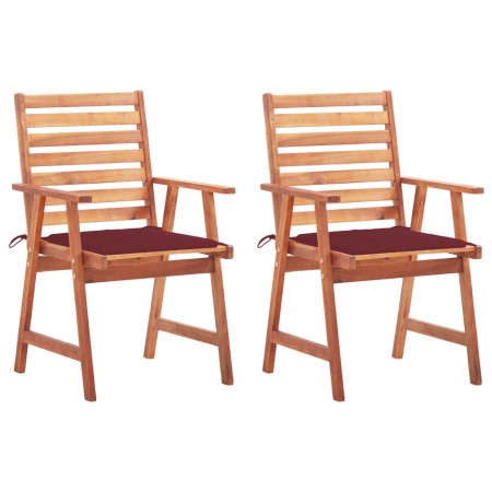 Sillas comedor de jardín 2 uds madera maciza acacia y cojines de , Sillas de jardín - Ref: Foro24-3064329, Precio: 161,22 €, ...