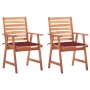 Sillas comedor de jardín 2 uds madera maciza acacia y cojines de , Sillas de jardín - Ref: Foro24-3064329, Precio: 161,22 €, ...