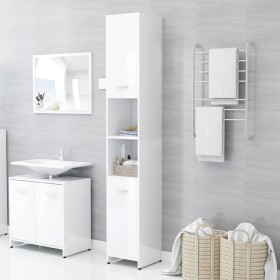 Armario baño madera contrachapada blanco brillo 30x30x183,5 cm de vidaXL, Muebles de baño - Ref: Foro24-802603, Precio: 89,41...