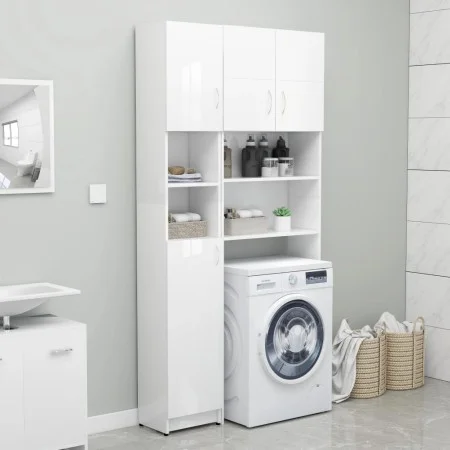 Armario baño madera contrachapada blanco brillo 32x25,5x190 cm de vidaXL, Muebles de baño - Ref: Foro24-802882, Precio: 85,92...