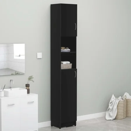 Armario de baño madera contrachapada negro 32x25,5x190 cm de vidaXL, Muebles de baño - Ref: Foro24-802877, Precio: 68,27 €, D...