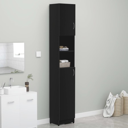 Armario de baño madera contrachapada negro 32x25,5x190 cm de vidaXL, Muebles de baño - Ref: Foro24-802877, Precio: 72,56 €, D...
