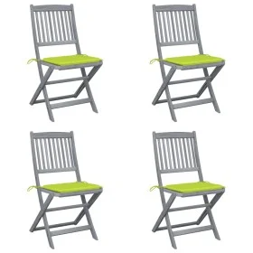 Sillas de jardín plegables 4 uds cojines madera maciza acacia de , Sillas de jardín - Ref: Foro24-3064574, Precio: 211,00 €, ...