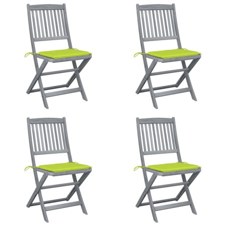 Sillas de jardín plegables 4 uds cojines madera maciza acacia de , Sillas de jardín - Ref: Foro24-3064574, Precio: 214,41 €, ...