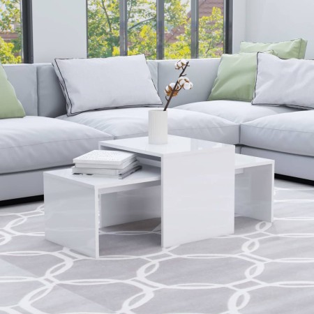 Mesa de centro madera contrachapada blanco brillo 100x48x40 cm de vidaXL, Mesas de centro - Ref: Foro24-802918, Precio: 62,24...