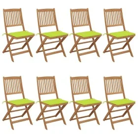 Folding garden chairs 8 units and solid acacia wood cushions by , Garden chairs - Ref: Foro24-3075032, Price: 389,98 €, Disco...