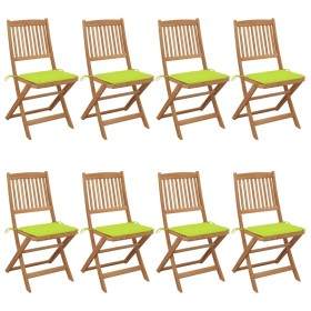 Sillas de jardín plegables 8 uds y cojines madera maciza acacia de , Sillas de jardín - Ref: Foro24-3075032, Precio: 418,27 €...