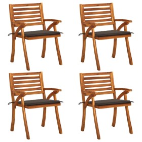 Sillas de jardín con cojines 4 unidades madera maciza de acacia de , Sillas de jardín - Ref: Foro24-3075182, Precio: 512,99 €...