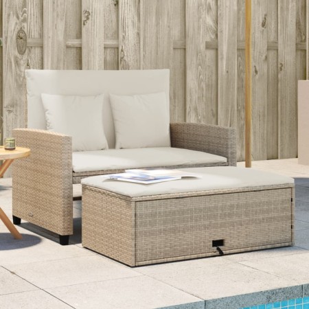 Sofá de jardín con cojines de 2 plazas ratán sintético beige de , Sofás de exterior - Ref: Foro24-365135, Precio: 271,37 €, D...