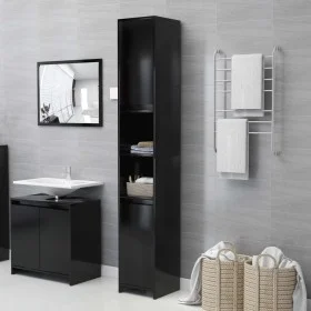 Badezimmerschrank aus schwarzem Sperrholz 30x30x183,5 cm von vidaXL, Badezimmermöbel - Ref: Foro24-802670, Preis: 73,37 €, Ra...