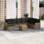 Set de muebles de jardín 9 pzas y cojines ratán sintético gris en Conjuntos de jardín | Comprar online en Foru.es