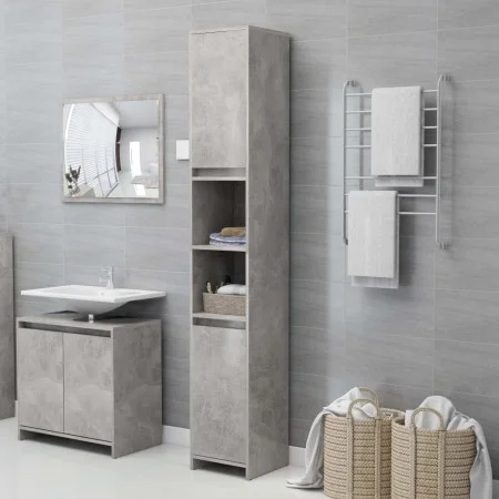 Armario de baño contrachapada gris hormigón 30x30x183,5 cm de vidaXL, Muebles de baño - Ref: Foro24-802673, Precio: 83,51 €, ...