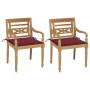 Sillas Batavia 2 uds teca maciza con cojines rojo vino tinto de , Sillas de jardín - Ref: Foro24-3062136, Precio: 253,50 €, D...