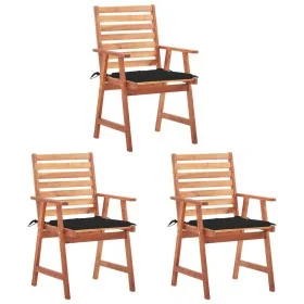 Sillas comedor de jardín 3 uds madera maciza acacia y cojines de , Sillas de jardín - Ref: Foro24-3064354, Precio: 214,12 €, ...