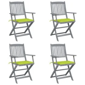 Sillas de jardín plegables 4 uds cojines madera maciza acacia de , Sillas de jardín - Ref: Foro24-3064520, Precio: 192,12 €, ...