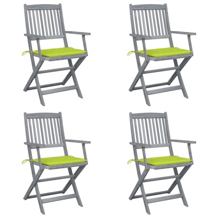 Sillas de jardín plegables 4 uds cojines madera maciza acacia de , Sillas de jardín - Ref: Foro24-3064520, Precio: 191,91 €, ...