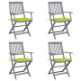 Sillas de jardín plegables 4 uds cojines madera maciza acacia de , Sillas de jardín - Ref: Foro24-3064520, Precio: 191,91 €, ...